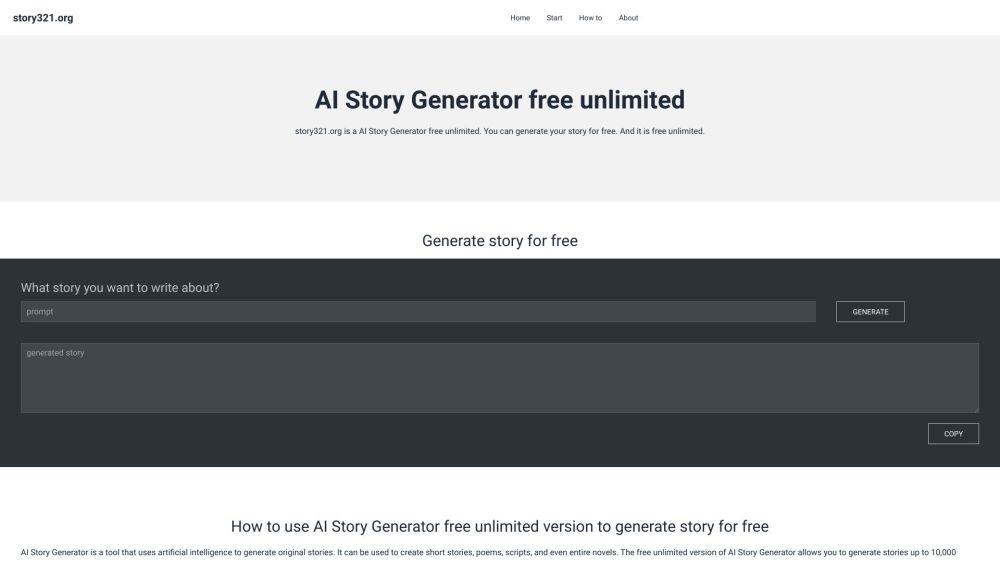 Story321.org : Free AI Story Generator, Unlimited Stories