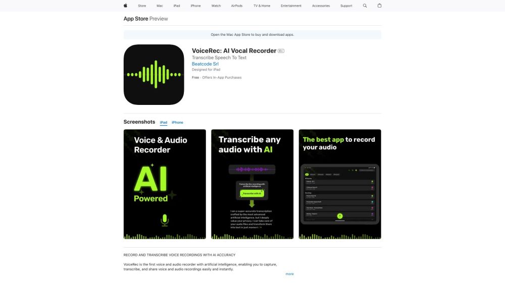 VoiceRec: AI Transcription, Easy Sharing, Precise Recording