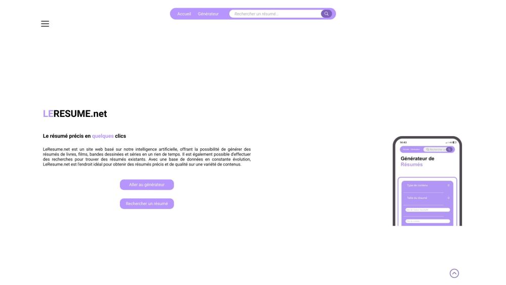 LeResume.net: AI Summaries for Books, Movies & More : Instant & Accurate