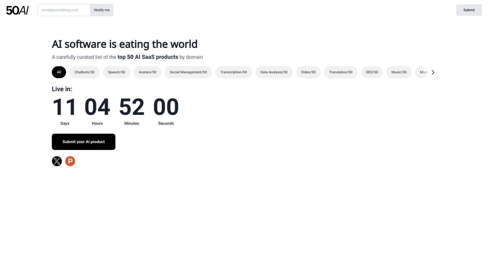 Top50AI: Curated Top 50 AI SaaS Tools by Category for Experts