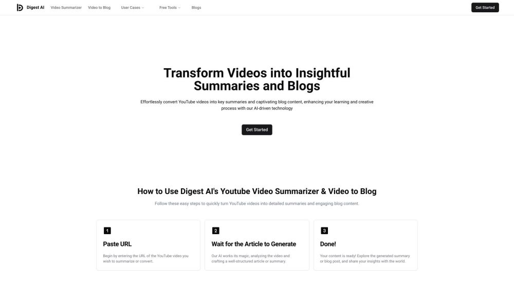 Digest AI: Video Summaries & Blogs, Save Time, Unlock Insights