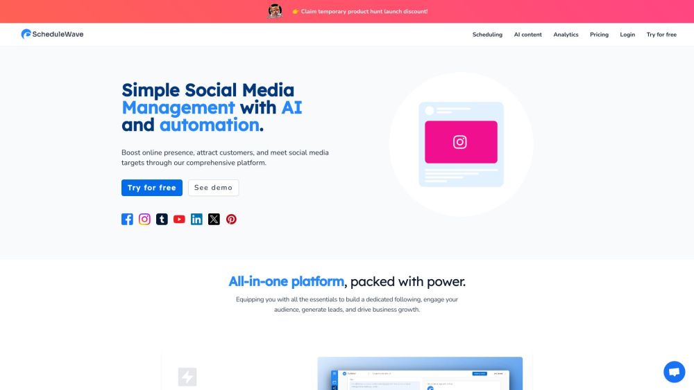 ScheduleWave : AI Automation, Plan, Post, Engage, Max Impact