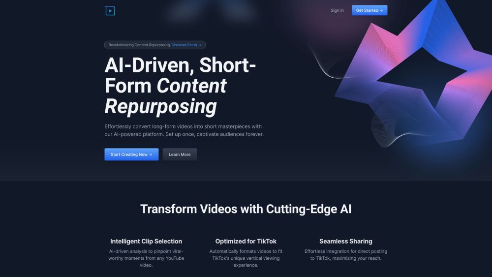 Secto : Auto-Generate TikTok Shorts from YouTube Links & Create Viral Content Fast