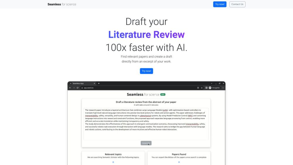 Seamless: AI Drafts Literature Reviews Quickly & Efficiently
