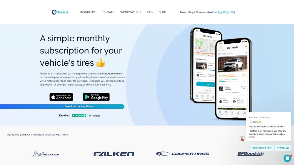Treads Tire Subscription: AI Care, New Tires, 24/7 Roadside Aid