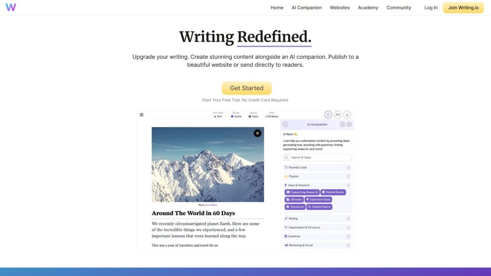 Writing.io : Effortless Writing, Publishing, Smart Website Growth