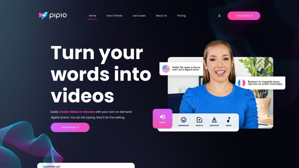 Pipio : AI Actors & Voiceovers, Quality Videos, Low Cost, Quick Content Creation
