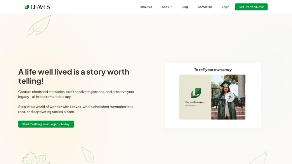 Leaves - Life Stories: Capture Legacy, Preserve Memories, Share Moments