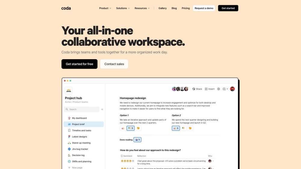 Coda: Collaborative Workspace for Streamlined Team Workflows