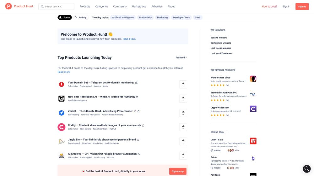 Product Hunt: Daily Top Tech & App Curation : Stay Ahead