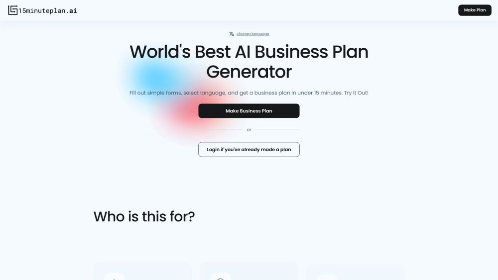 15minuteplan.ai : AI Business Plan Tool for Startups