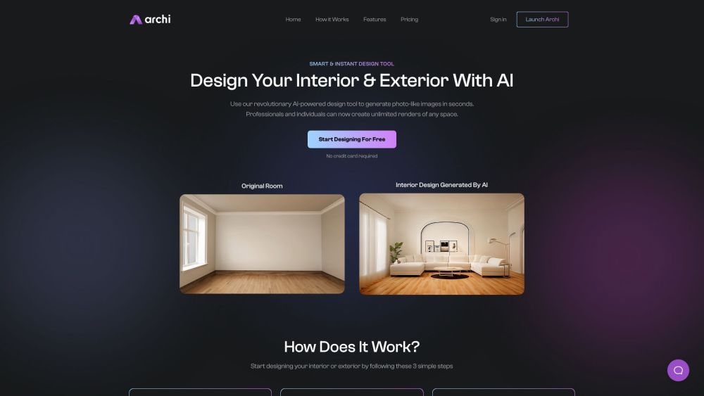 Archi: AI Interior/Exterior Designer—Photoreal Renders, Unlimited Spaces