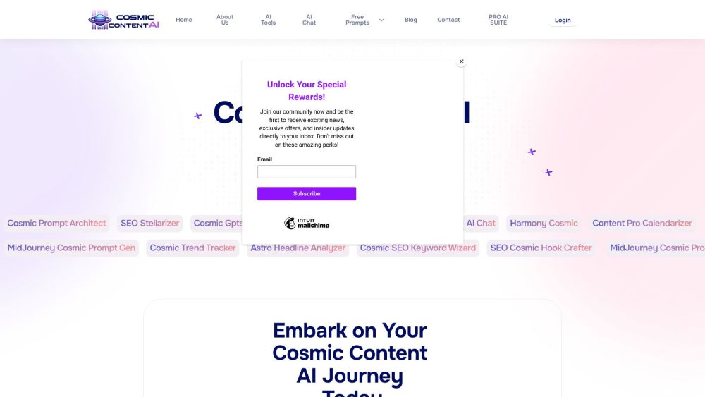 Cosmic ContentAI: AI Tools for Content Creation & SEO Optimization : Unlock AI-Driven Content, SEO, Trend Tracking, Headlines, Hooks, Art Prompts, Scheduling