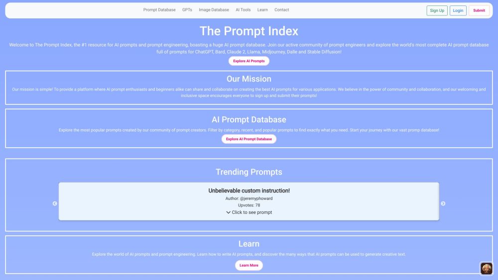 The Prompt Index: AI Prompt Database & Collaborative Community