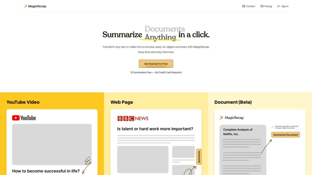 MagicRecap: Quick Summaries, Save Time, Stay Informed