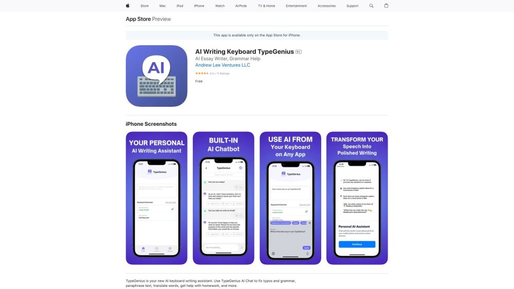 TypeGenius: AI Writing Assistant, Spell Checker, Summarizer
