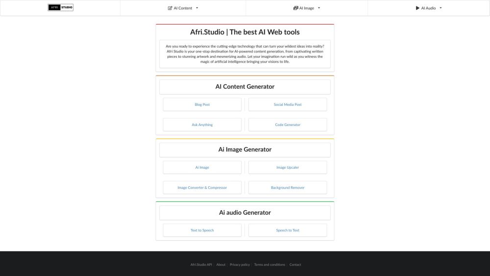 Afri Studio: AI Media Creation for Text, Images & Audio
