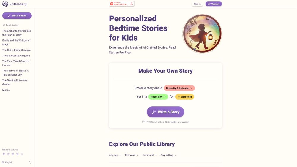 LittleStory: AI Tales in Multi-Languages, Safe & Inspiring for Kids