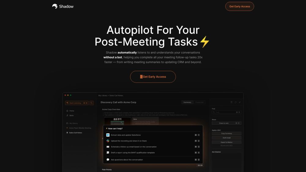 Shadow: AI-Powered Meeting Assistant for Boosting Productivity