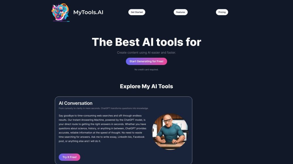 MyTools.AI: AI Content Gen. for Devs & Creators via ChatGPT – Generate Text, Code, Images with DALL-E 3 & Replicate