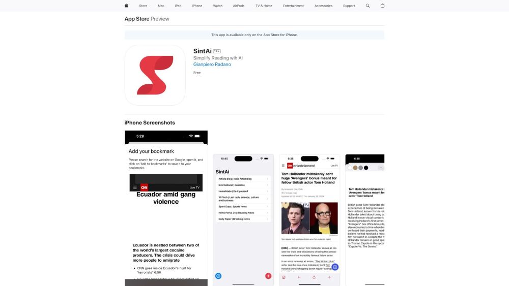 SintAi : ChatGPT-Powered iOS App for Quick Web Summaries