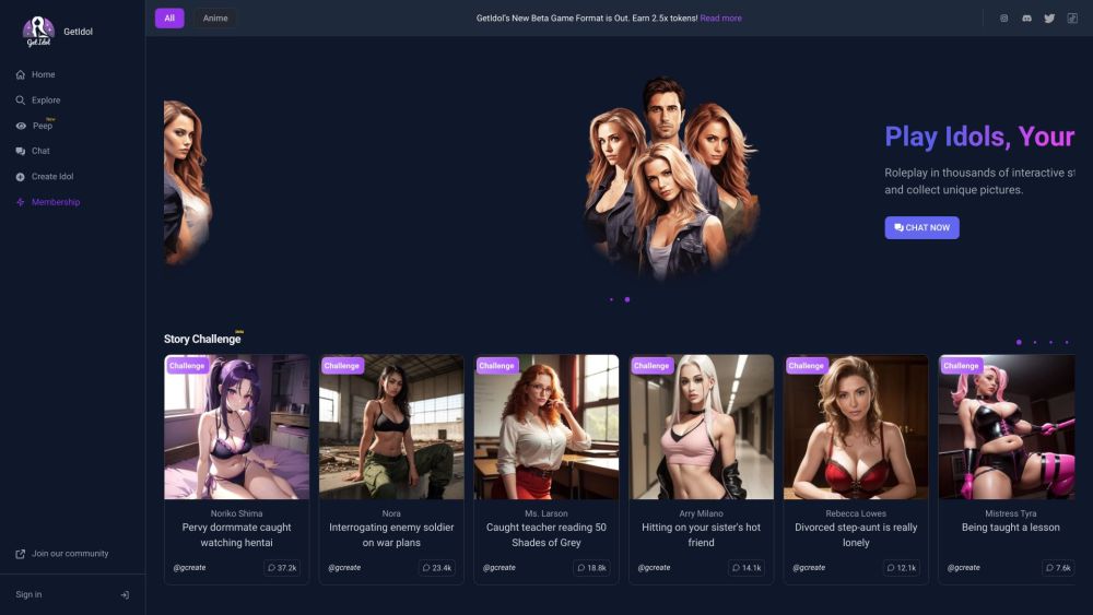 GetIdol: AI-Driven 18+ Story Creation in a Westworld Setting : Play, Create, Explore Adult Adventures