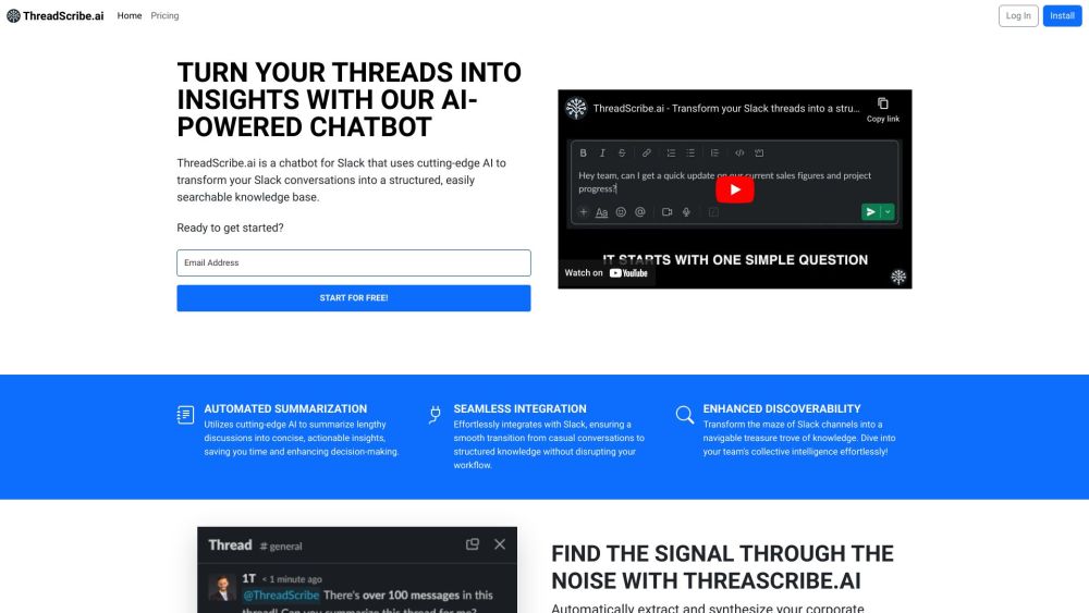 ThreadScribe.ai : AI Chatbot for Slack, Turns Threads into Actionable Knowledge
