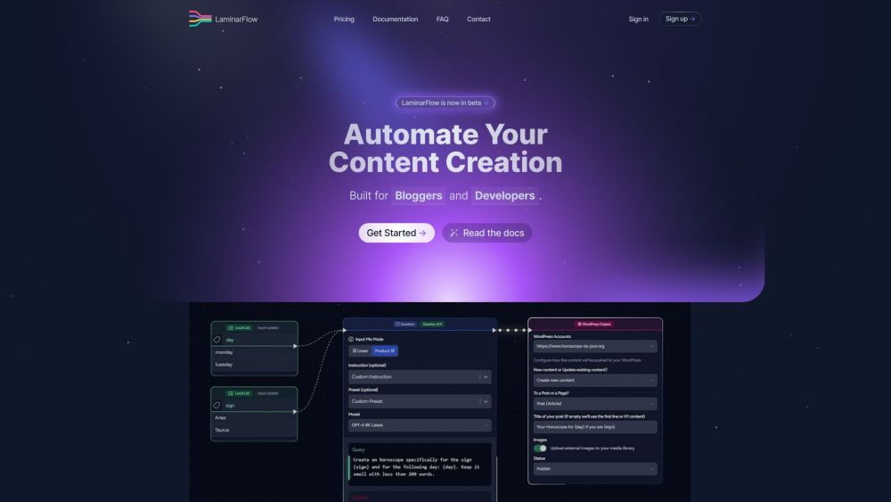 LaminarFlow: Smart Pipelines for Effortless Content Automation