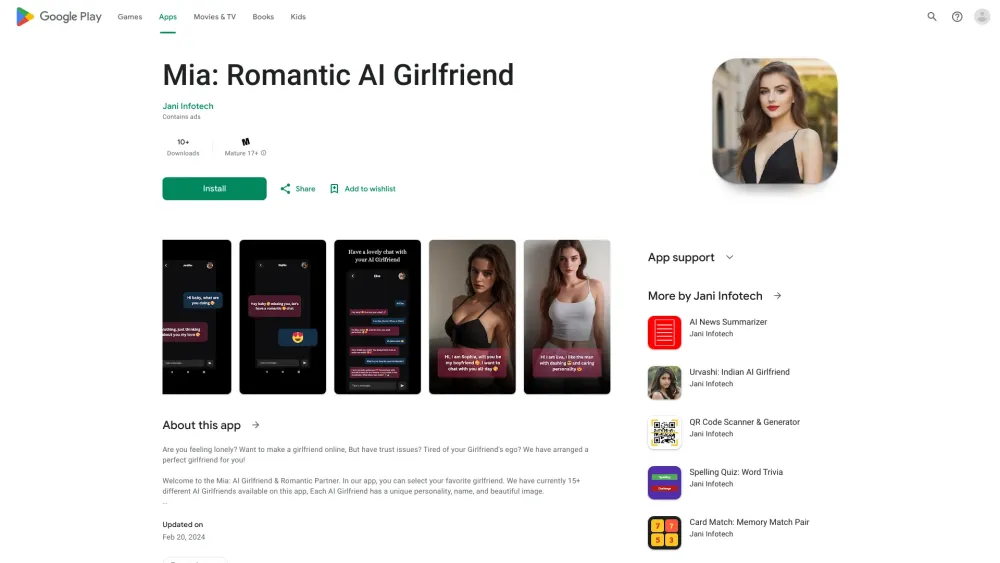 Mia: AI Girlfriend : 15+ Varieties, Unique Personalities & Images