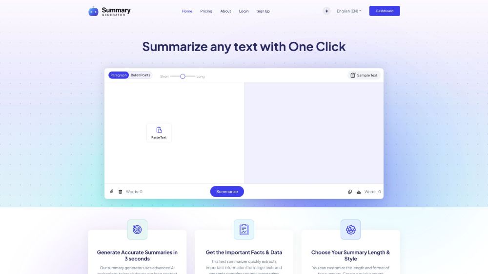 SummaryGenerator.io : AI-Powered Instant Concise Summaries