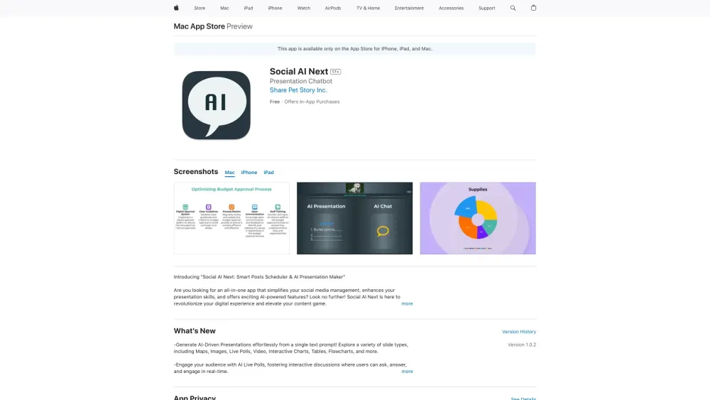 Social AI Next: AI Text-to-Presentation Creation with Visuals