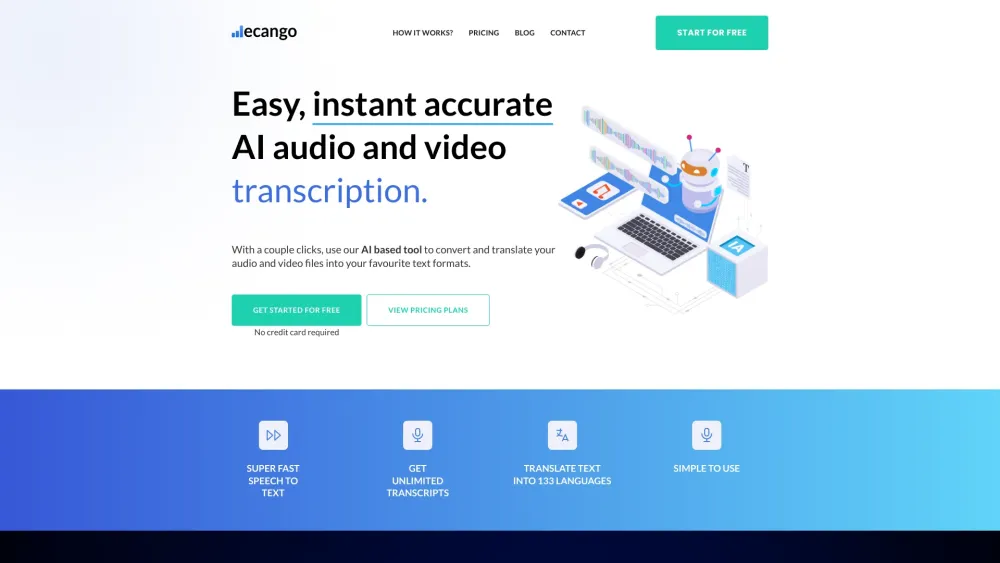 Ecango : AI-Powered Precise Audio & Video Transcription Tool