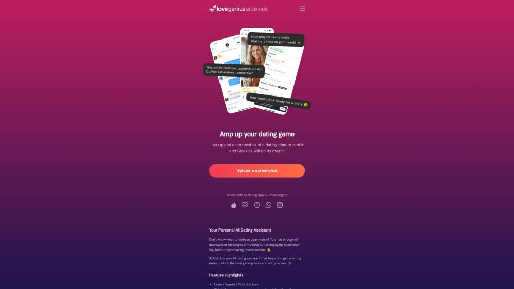 LoveGenius Sidekick: AI for Pickup Lines, Chats, Profile