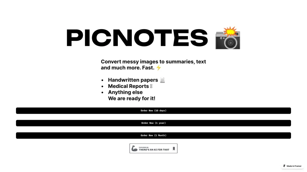 PicNotes: Convert Images, Summarize, Simplify & Boost Productivity
