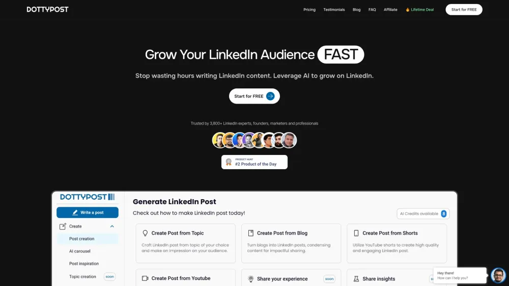 Dottypost: AI Insights, Grow LinkedIn Audience, Engage Professionally