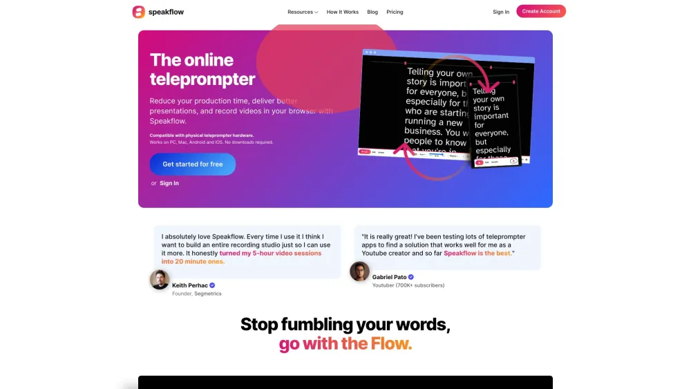 Speakflow : Voice-Activated Scrolling, Script Writing & Team Collaboration