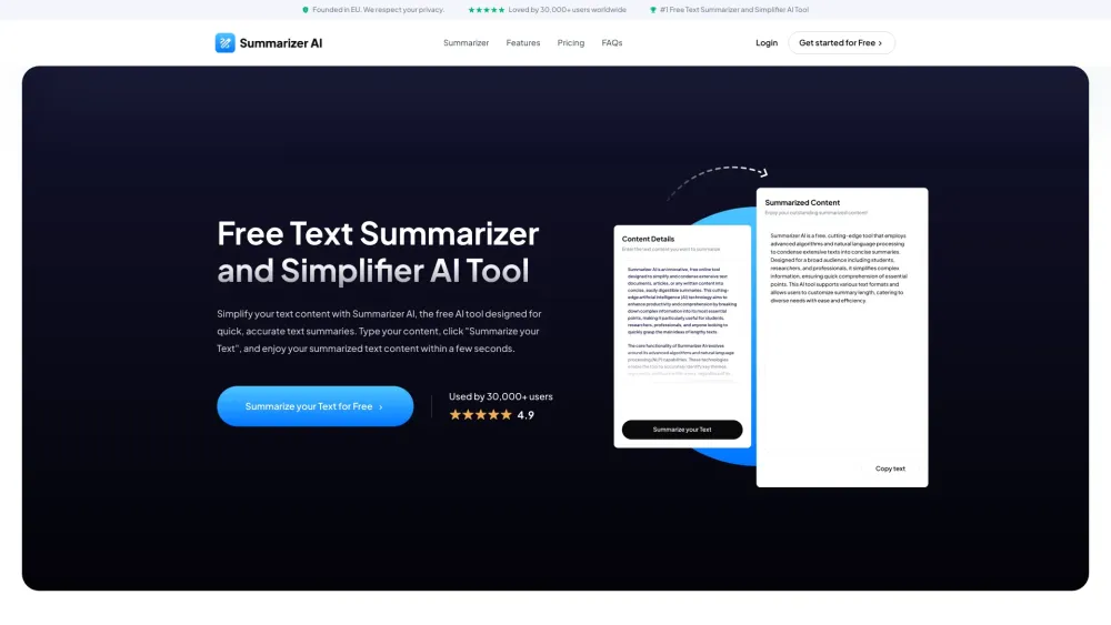 Summarizer-AI : Rapid, Free AI Tool for Clear, Concise Text Summaries