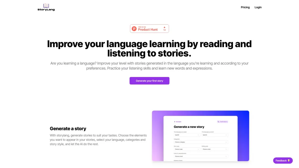 StoryLang: Immersive Stories & Audio for Effortless Language Mastery