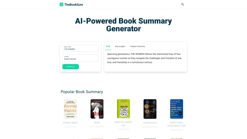 TheBookSum : AI-Powered, Quick, Free Book Summaries To Save Time