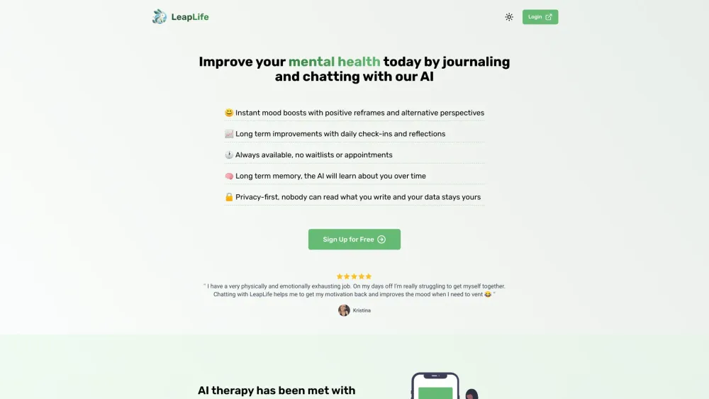 LeapLife: AI Journal for Mental Health & Personal Growth Insights
