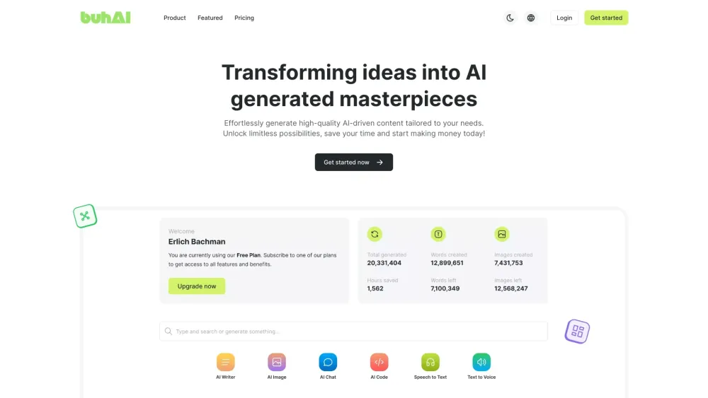 BuhAI: Generate AI Content, Save Time, Tailored, Earn Money