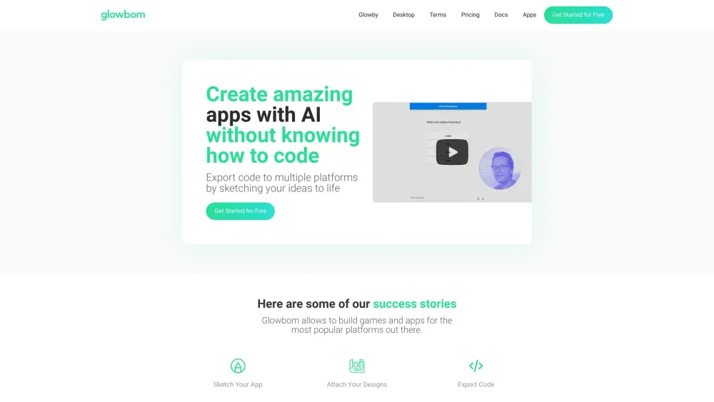 Draw-to-Code: Glowby Genius : Sketch-to-Code, Fast & Intuitive