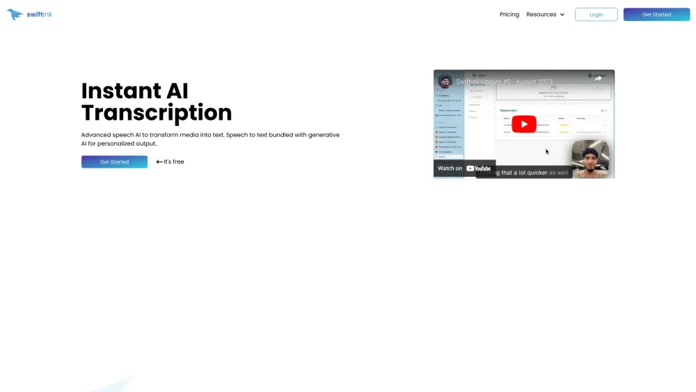 Swiftink: AI Converts Audio/Video to Text, Saves Time, Boosts Productivity
