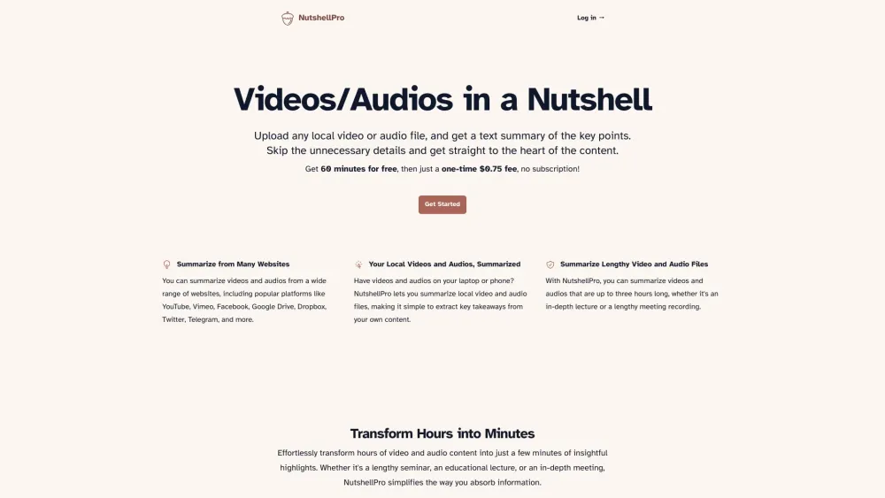 NutshellPro: Video/Audio Summaries from Links & Files, Boost Productivity