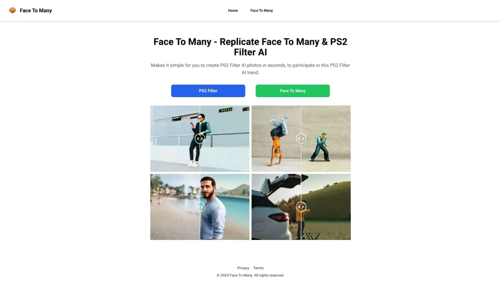 Face To Many: PS2 Pixel AI Filter & Multi-Style Face Replicate