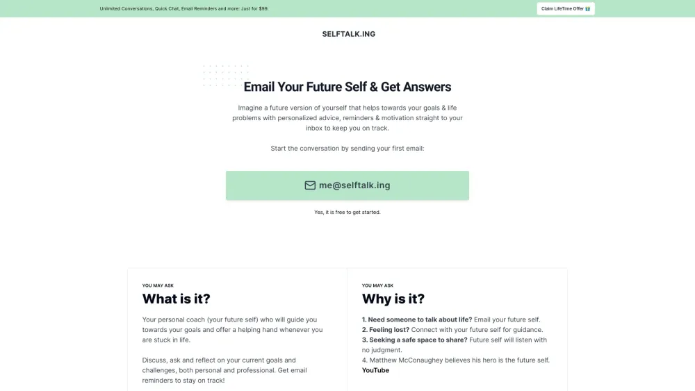 SelfTalk.ing : Email Future Self, Get Answers, Guide Growth