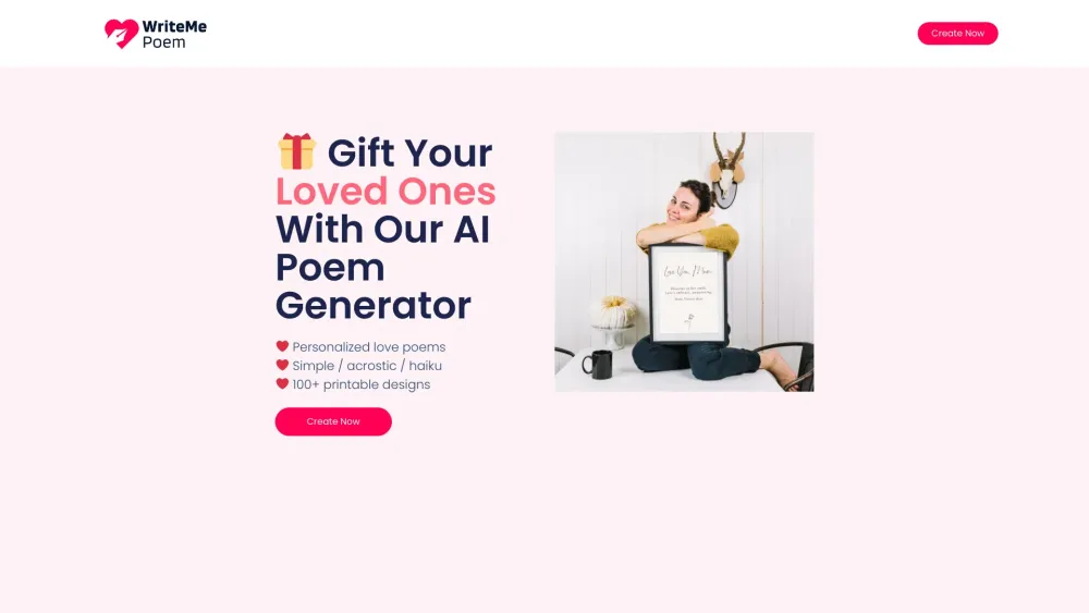 WriteMePoem : AI-Crafted Personalized Poems, Perfect Gift, Tailored Verses