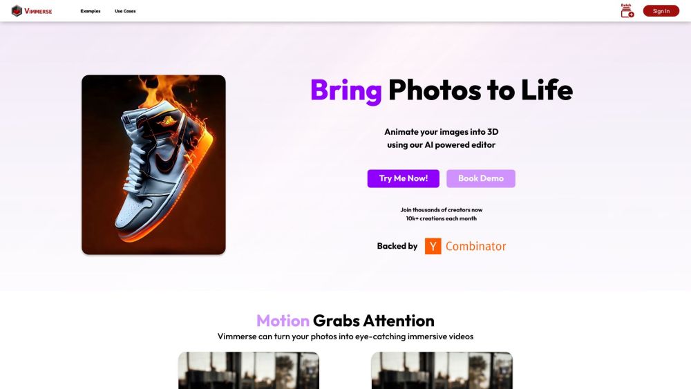 Vimmerse: Turn Photos into 3D Motion Videos with Parallax