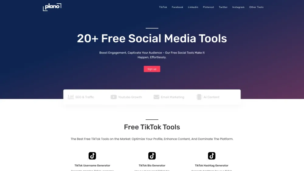 Plano : Optimize Profile, Enhance Content, Free Tools, Dominate TikTok