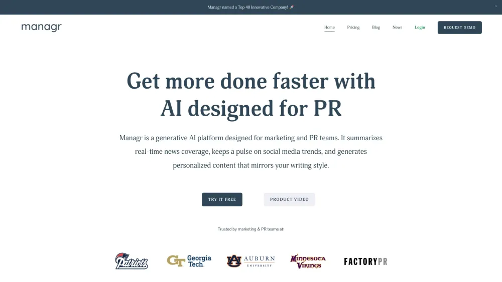 Managr: AI PR Tool for Summaries, Writing Style, & Journalist Outreach